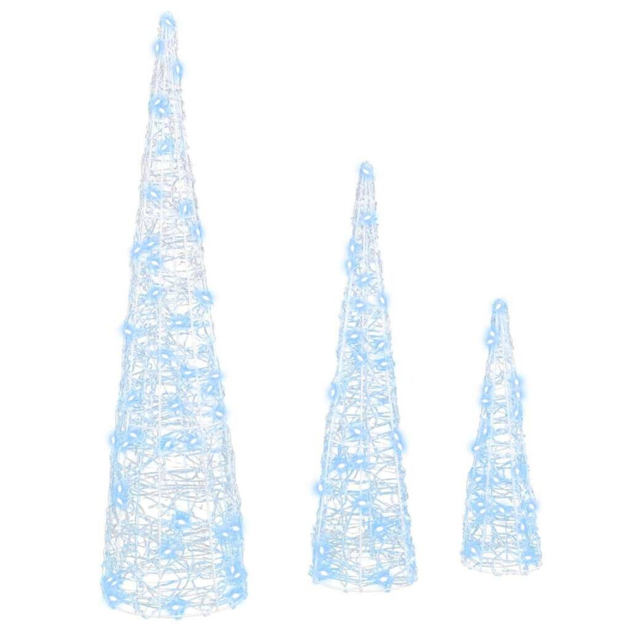 vidaXL Kerstboom met 90 LED 3 pcs Koudwit 20 x 20 x 80 cm Acryl afbeelding 1