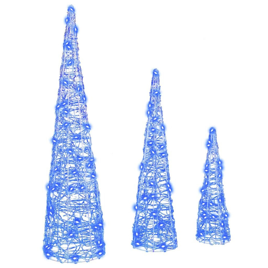 vidaXL Kerstboom met 90 LED 3 pcs Blauw 20 x 20 x 80 cm Acryl afbeelding 1
