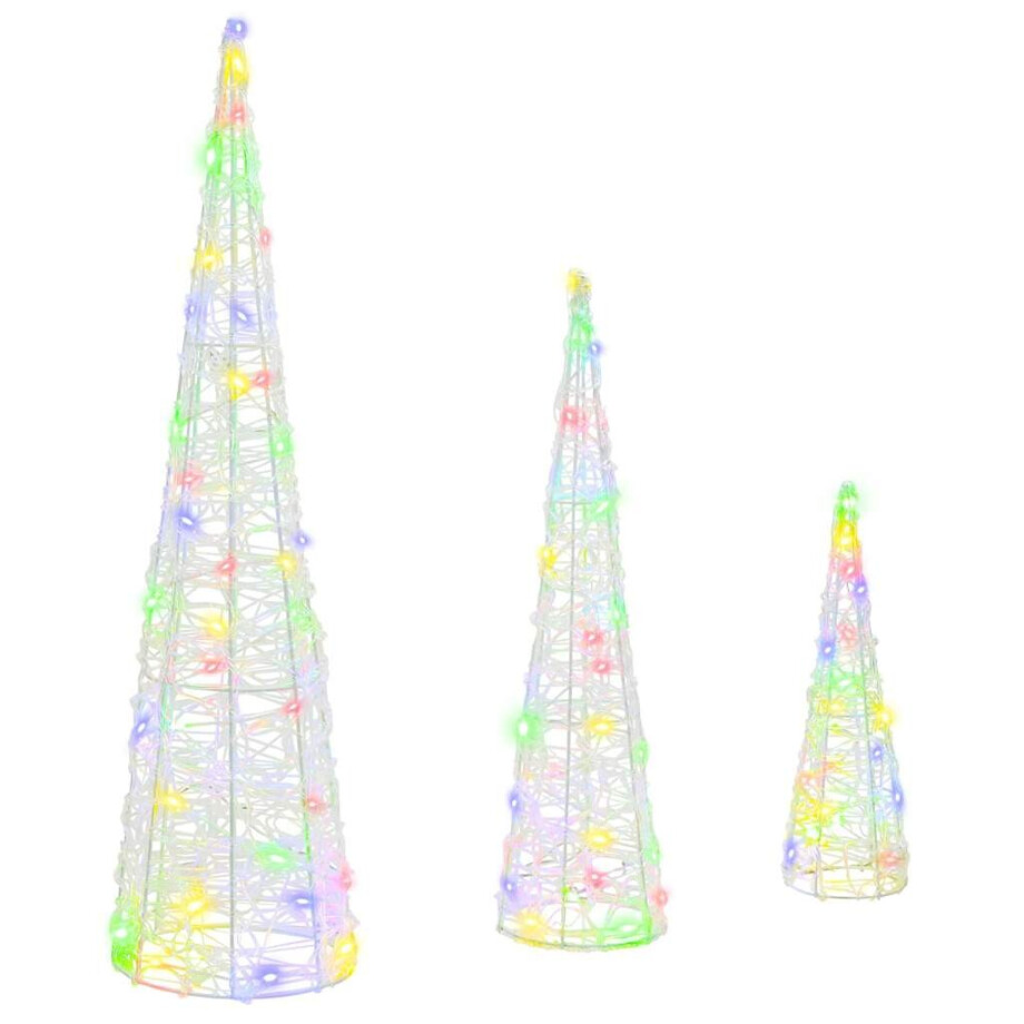 vidaXL Kerstboom met 90 LED 3 pcs Multikleur 20 x 20 x 80 cm Acryl afbeelding 1