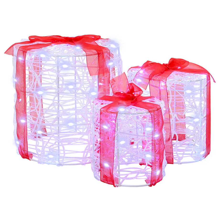 vidaXL Decoratie voor Geschenkdoos 3 pcs Koudwit 20 x 20 x 21 cm Acryl afbeelding 1
