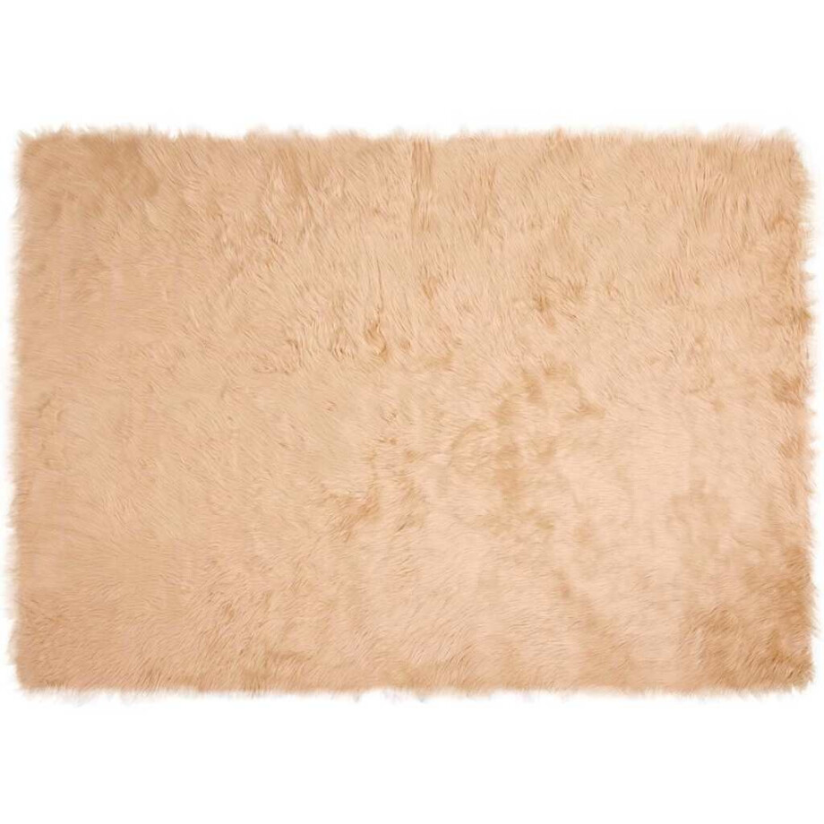 vidaXL Nepleer Schapenvacht Tapijt Beige 140 x 200 cm Polyester afbeelding 1