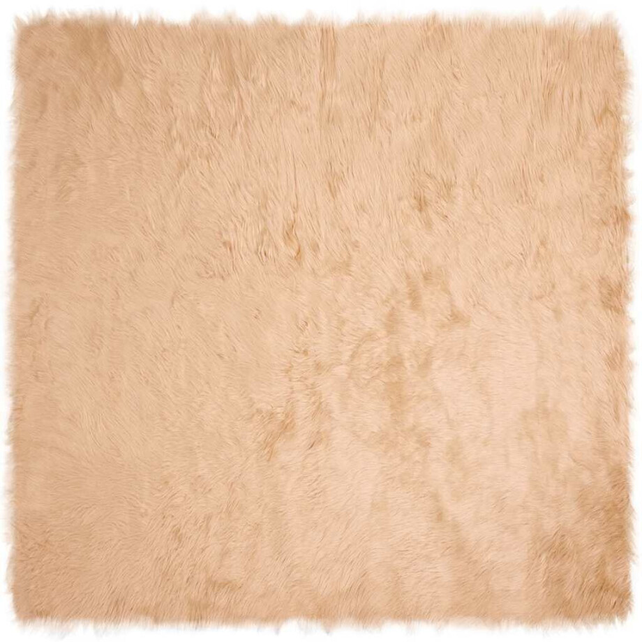 vidaXL Nepleer Schapenvacht Tapijt Beige 200 x 200 cm Polyester afbeelding 1