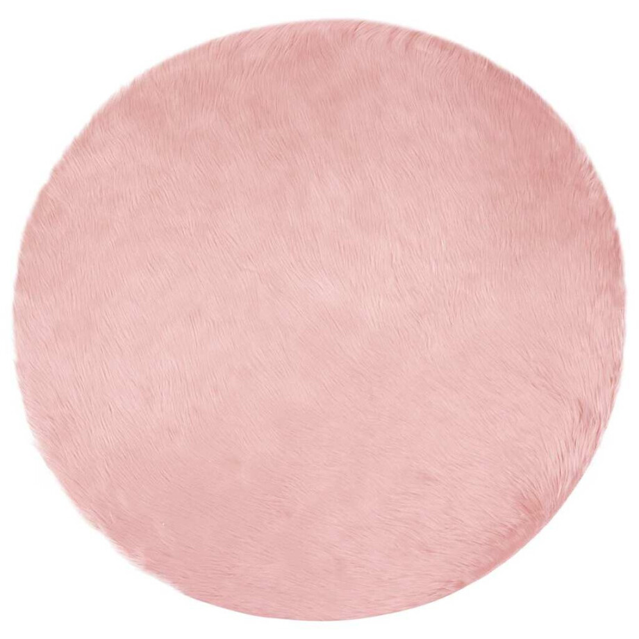 vidaXL Nepleer Schapenvacht Tapijt Roze 200 x 200 cm Polyester afbeelding 1