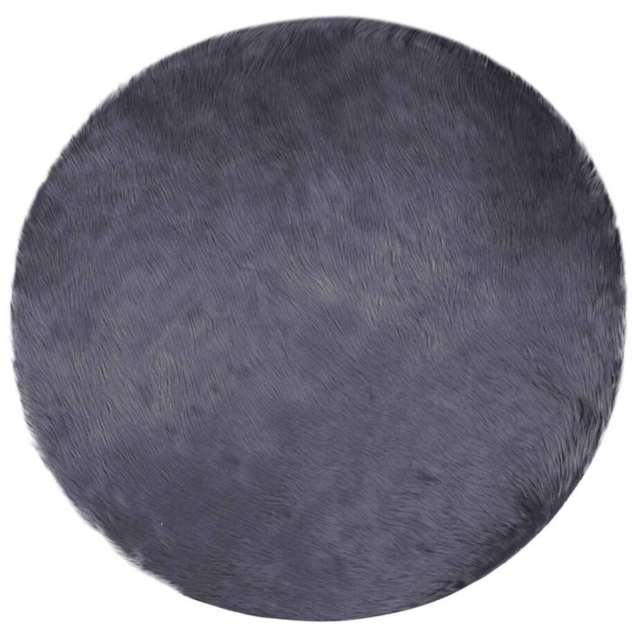 vidaXL Tapijt van imitatie TAFALLA Antracietkleurig Ø 100 cm Polyester afbeelding 1