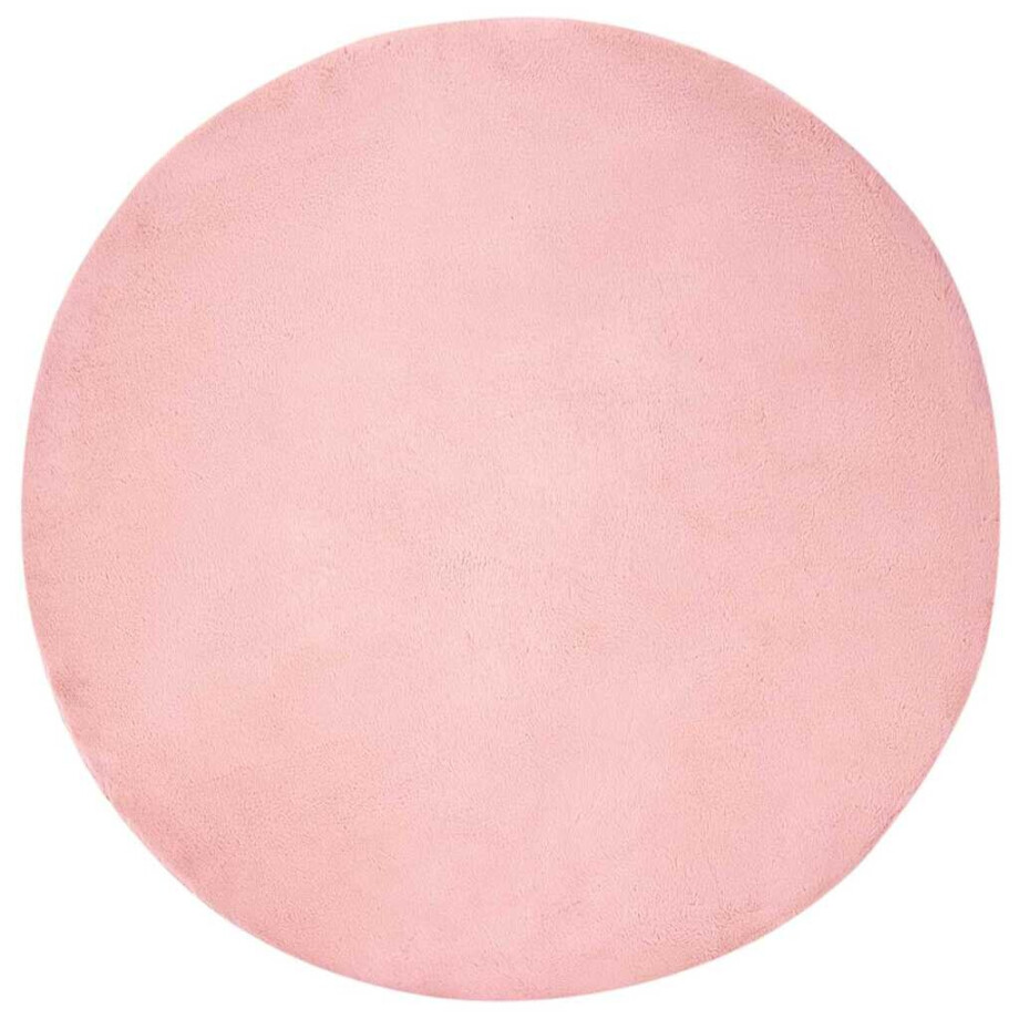 vidaXL Nep Konijnenbont Tapijt Roze Ø 200 cm Polyester afbeelding 1