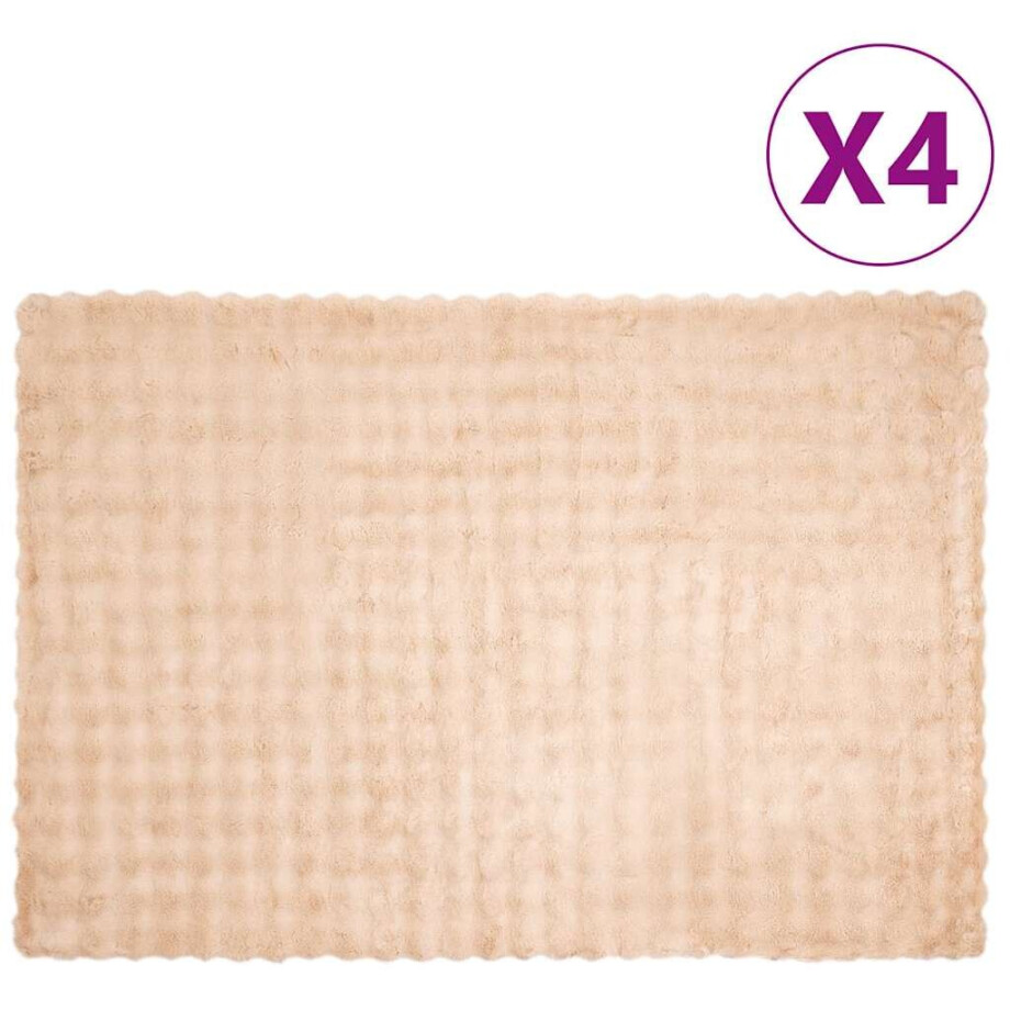 vidaXL Neppels Konijnenbont Deken 4 pcs Beige 150 x 220 cm Polyester vidaXL Neppels Konijnenbont Deken 4 pcs Beige 150 x 220 cm Polyester afbeelding 1