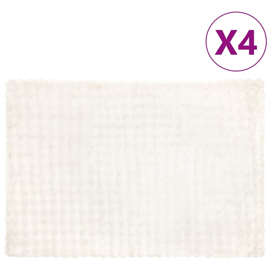 vidaXL Neppels Konijnenbont Deken 4 pcs Wit 150 x 220 cm Polyester afbeelding 1