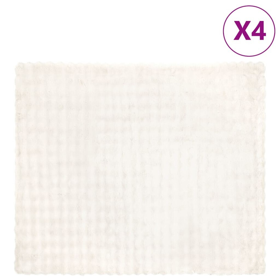 vidaXL Neppels Konijnenbont Deken 4 pcs Wit 240 x 270 cm Polyester afbeelding 1