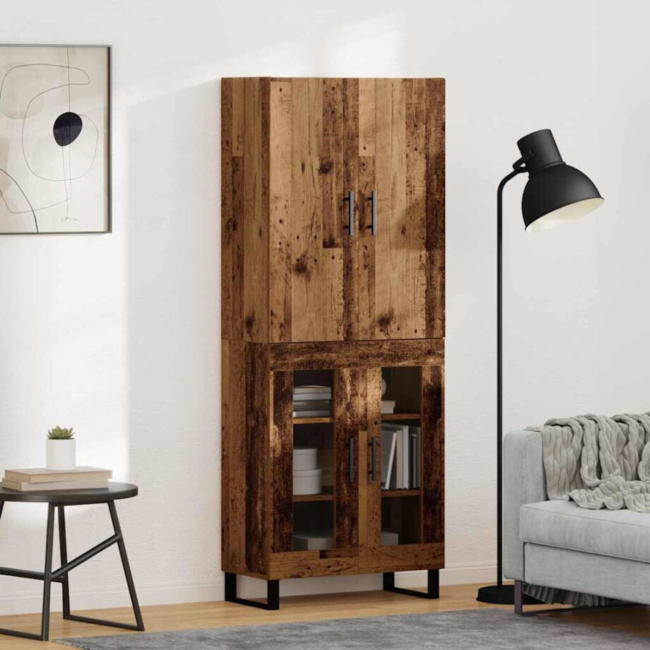 vidaXL Hoge kast 2 pcs Oud Hout 69,5 x 34 x 180 cm afbeelding 1
