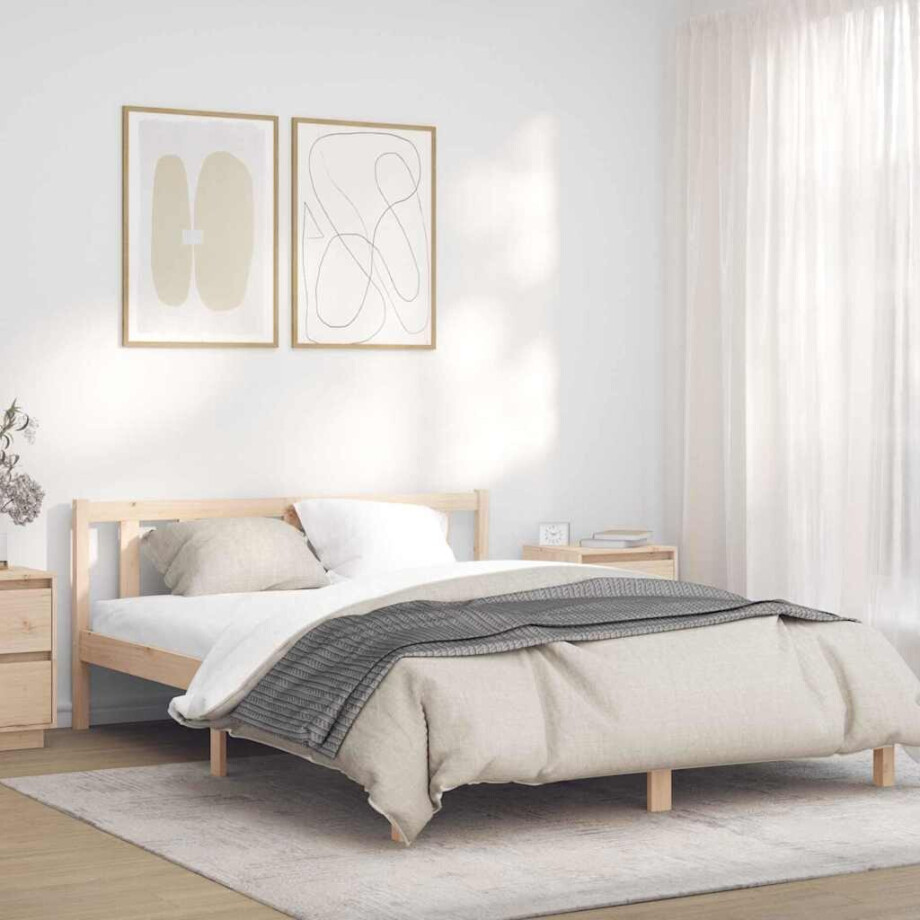 vidaXL Bedframe Naturel 152 x 203 cm Massief Vurenhout vidaXL Bedframe Naturel 152 x 203 cm Massief Vurenhout afbeelding 1