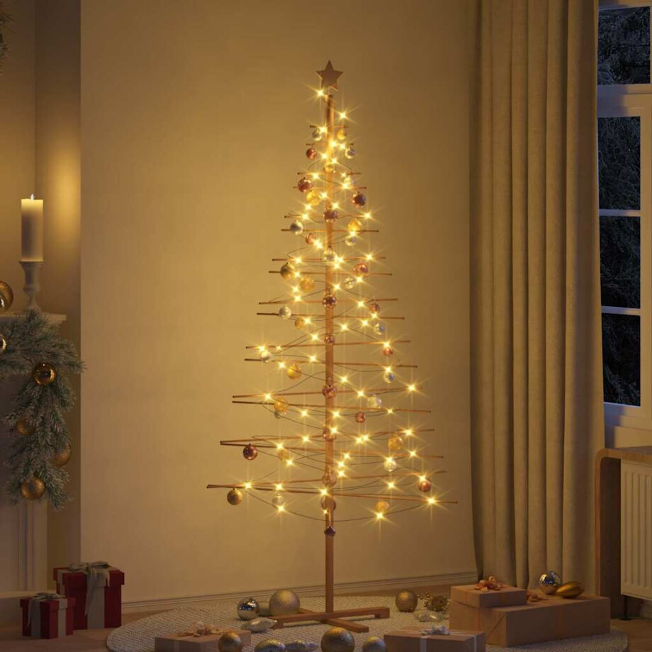 vidaXL Houten kerstboom met standaard Bruin 210 cm Bamboe afbeelding 1