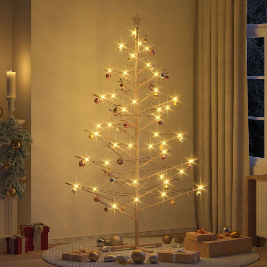 vidaXL Houten kerstboom Naturel 210 cm Massief grenenhout afbeelding 1