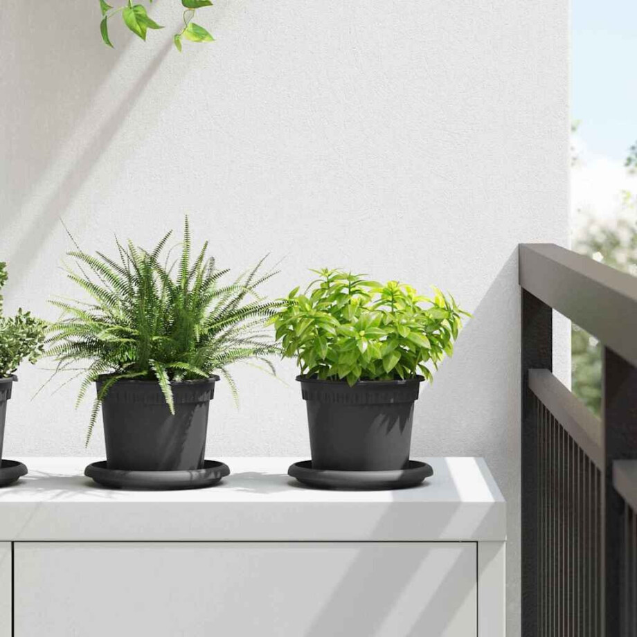 vidaXL Ronde Bloempot 6 pcs Zwart Ø 12,5 x 10 cm Kunststof afbeelding 1