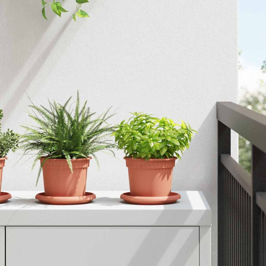 vidaXL Ronde Bloempot 24 pcs Baksteenrood Ø 12,5 x 10 cm Kunststof afbeelding 1