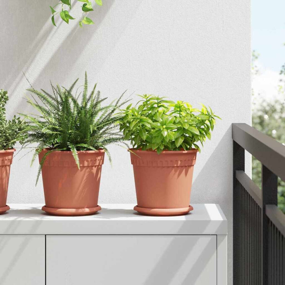 vidaXL Ronde Bloempot 24 pcs Baksteenrood Ø 19 x 16 cm Kunststof afbeelding 1