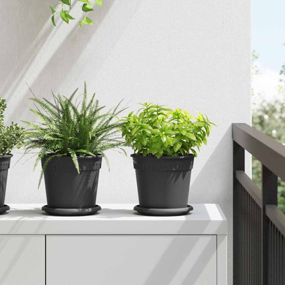 vidaXL Ronde Bloempot 24 pcs Zwart Ø 17 x 14 cm Kunststof afbeelding 1
