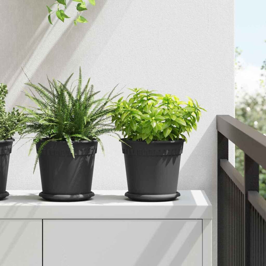 vidaXL Ronde Bloempot 24 pcs Zwart Ø 19 x 16 cm Kunststof afbeelding 1