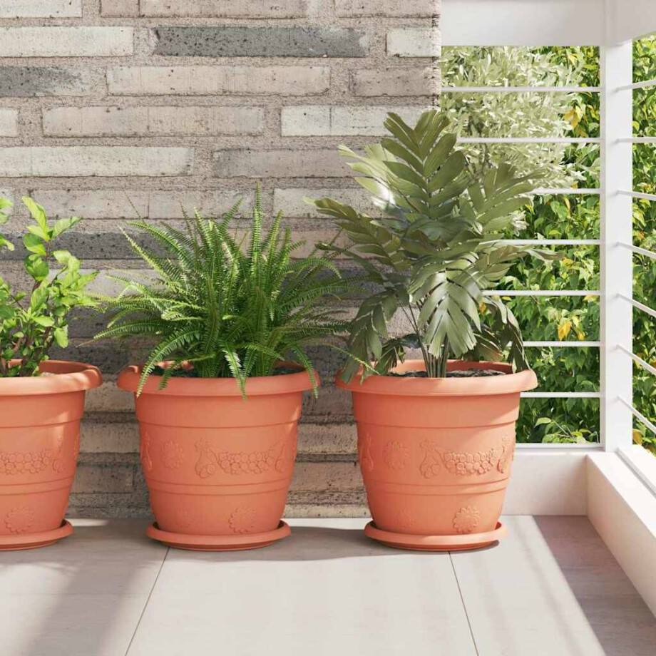 vidaXL Ronde Bloempot 6 pcs Baksteenrood Ø 30 x 25 cm Kunststof afbeelding 1