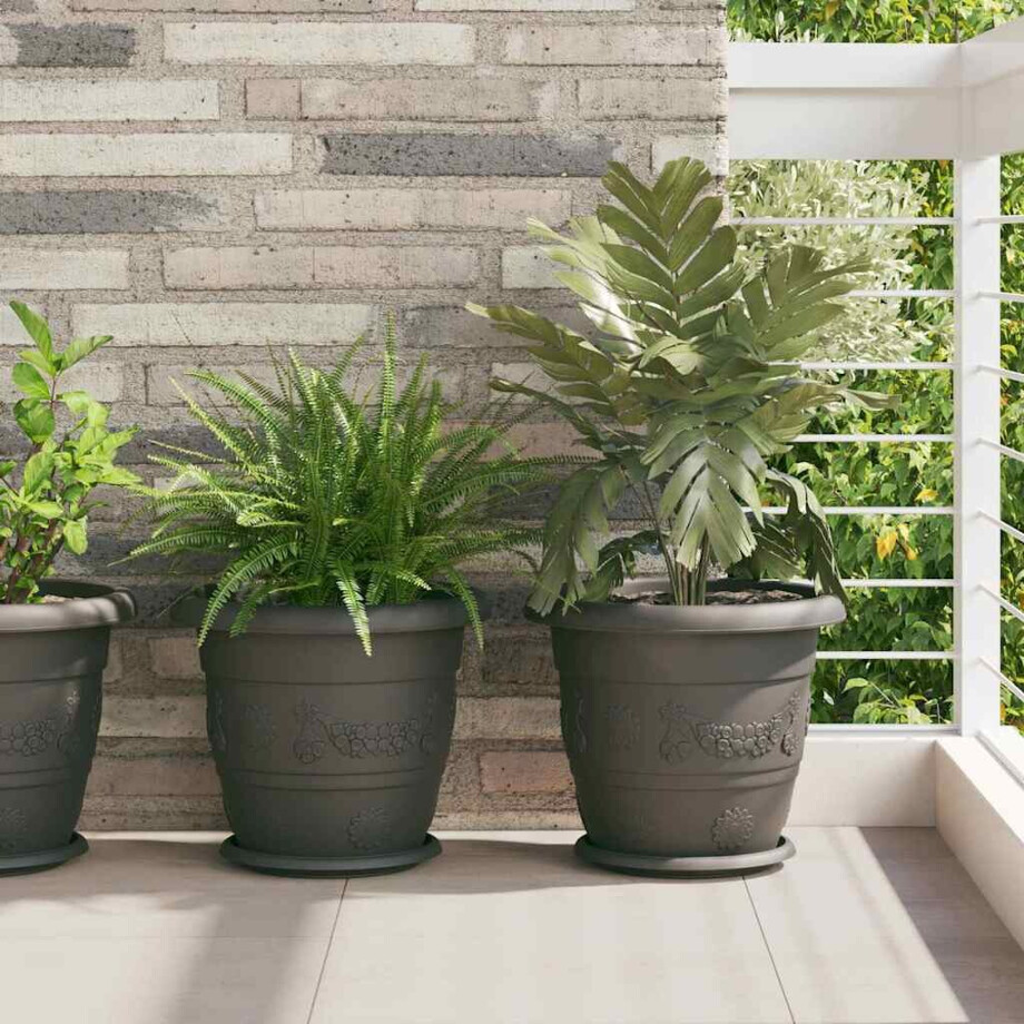 vidaXL Ronde Bloempot 24 pcs Zwart Ø 34 x 28 cm Kunststof afbeelding 1