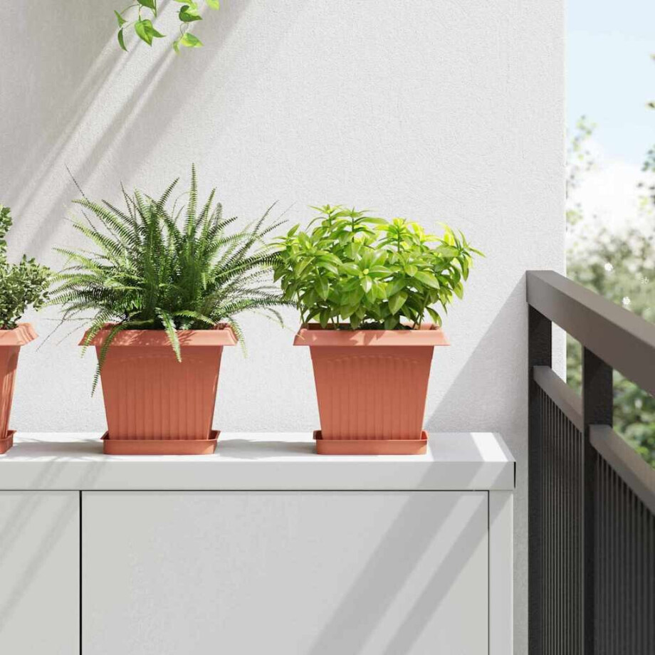 vidaXL Vierkante Bloempot 24 pcs Baksteenrood 20 x 20 x 16 cm afbeelding 1