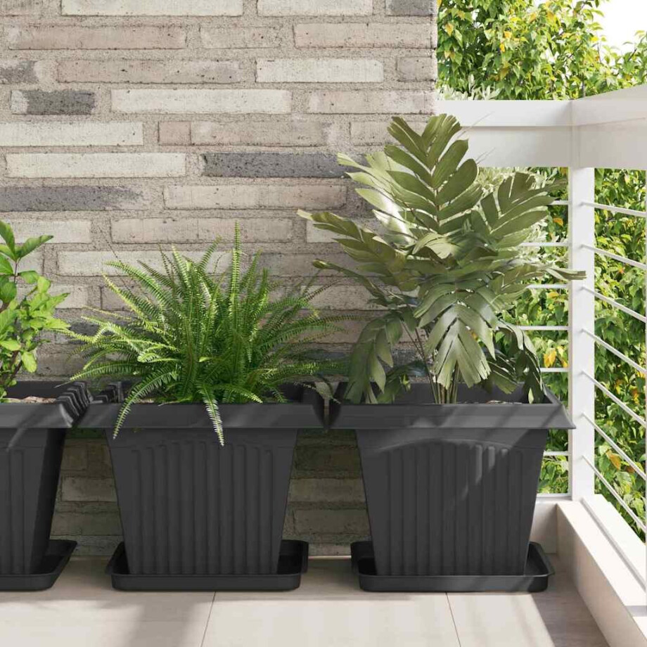 vidaXL Vierkante Bloempot 24 pcs Zwart 43 x 43 x 33,5 cm Kunststof afbeelding 1
