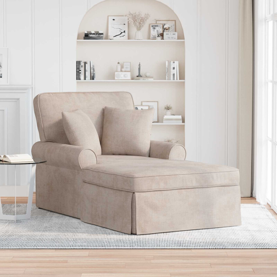 vidaXL Chaise Lounge met Rok met kussen Beige 157 x 91 x 91 cm ARES vidaXL Chaise Lounge met Rok met kussen Beige 157 x 91 x 91 cm ARES afbeelding 1