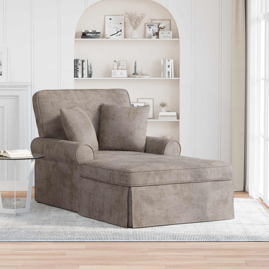 vidaXL Chaise Lounge met Rok met kussen Zand 157 x 91 x 91 cm ARES afbeelding 1