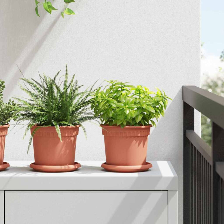 vidaXL Plantenpotten 6 pcs Baksteenrood Ø 15 x 12 cm Kunststof afbeelding 1