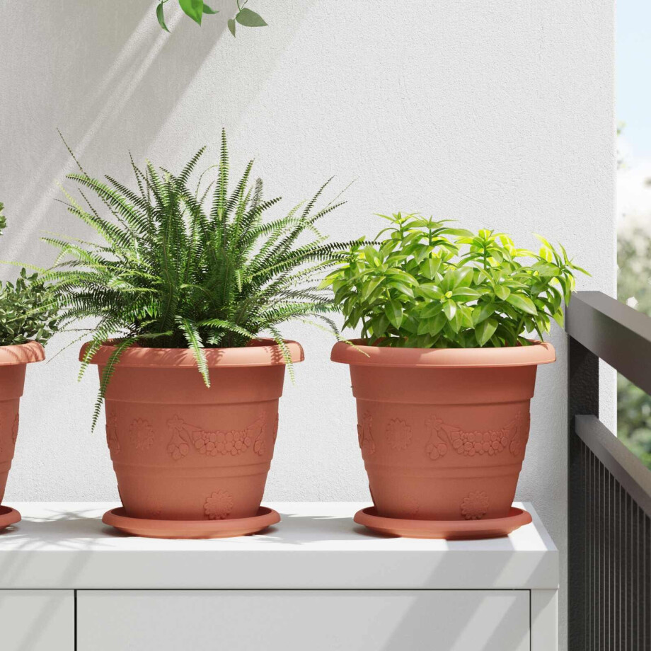 vidaXL Plantenpotten 6 pcs Baksteenrood Ø 22 x 18 cm Kunststof vidaXL Plantenpotten 6 pcs Baksteenrood Ø 22 x 18 cm Kunststof afbeelding 1