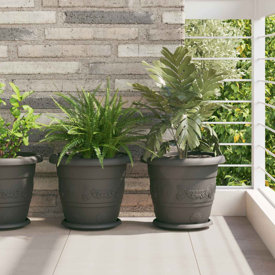 vidaXL Plantenpotten 24 pcs Zwart Ø 30 x 25 cm Kunststof afbeelding 1