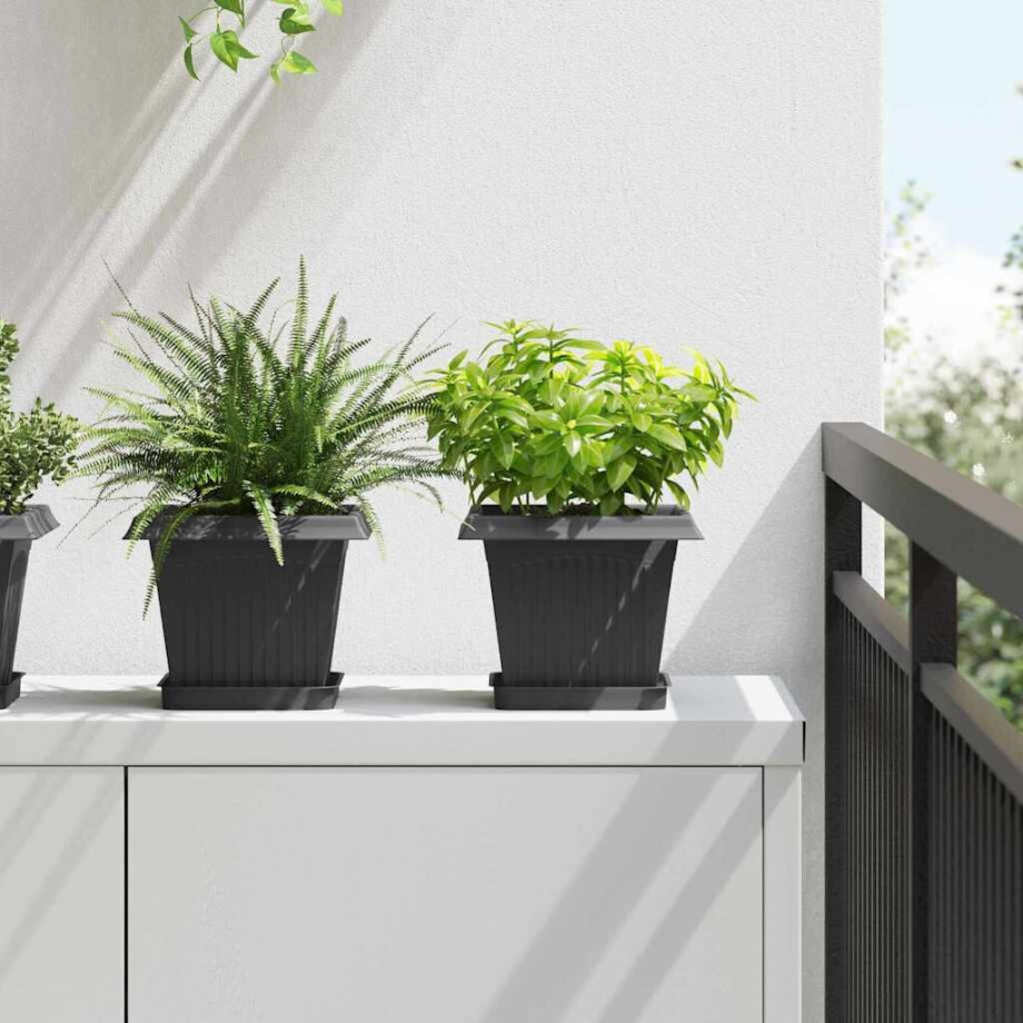 vidaXL Plantenpotten 6 pcs Zwart 20 x 20 x 16 cm Kunststof afbeelding 1