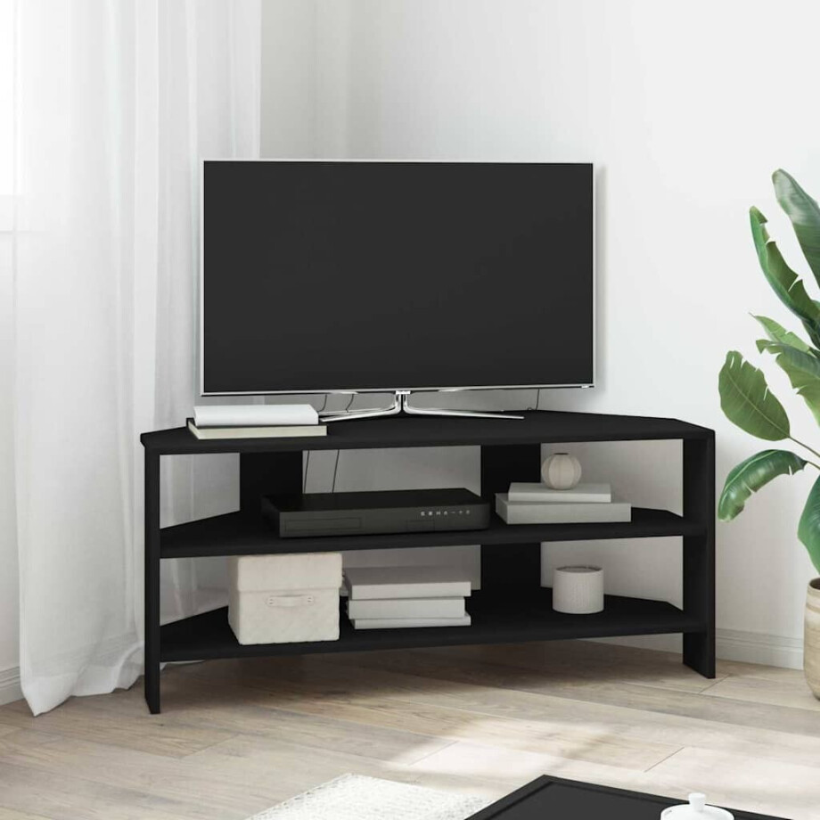 vidaXL HoekTVKast Zwart 102x40,5x45cm Bewerkt hout afbeelding 1