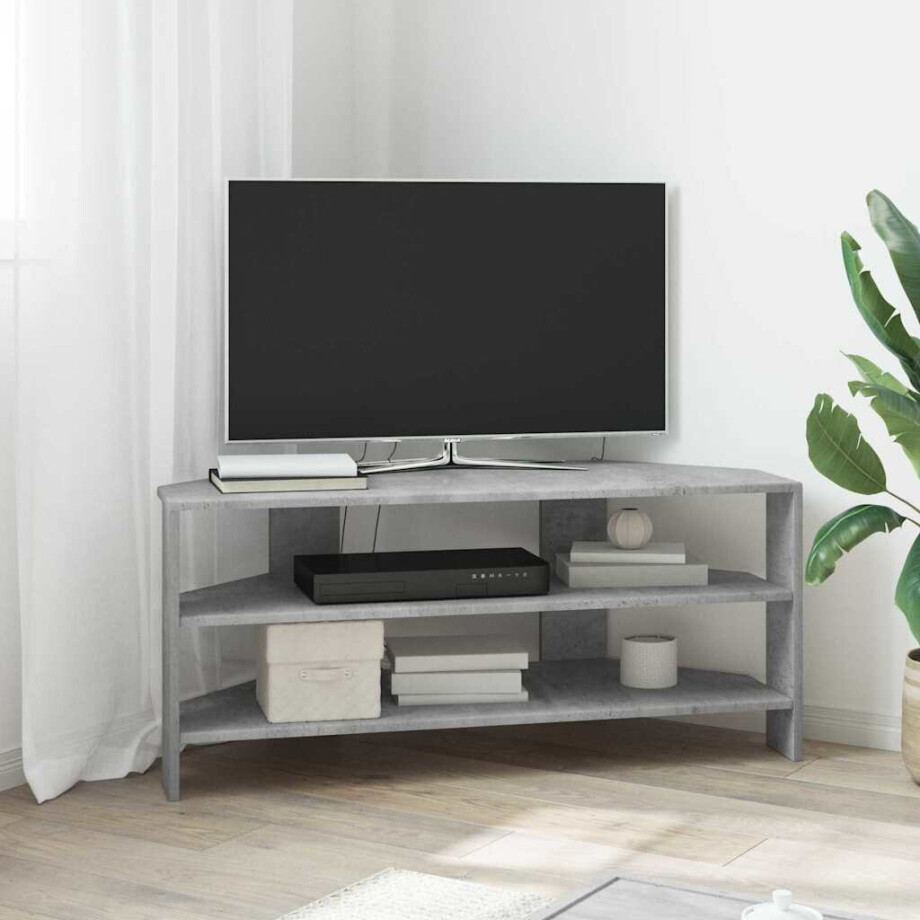 vidaXL HoekTVKast Beton Grijs 102x40,5x45cm Bewerkt hout vidaXL HoekTVKast Beton Grijs 102x40,5x45cm Bewerkt hout afbeelding 1