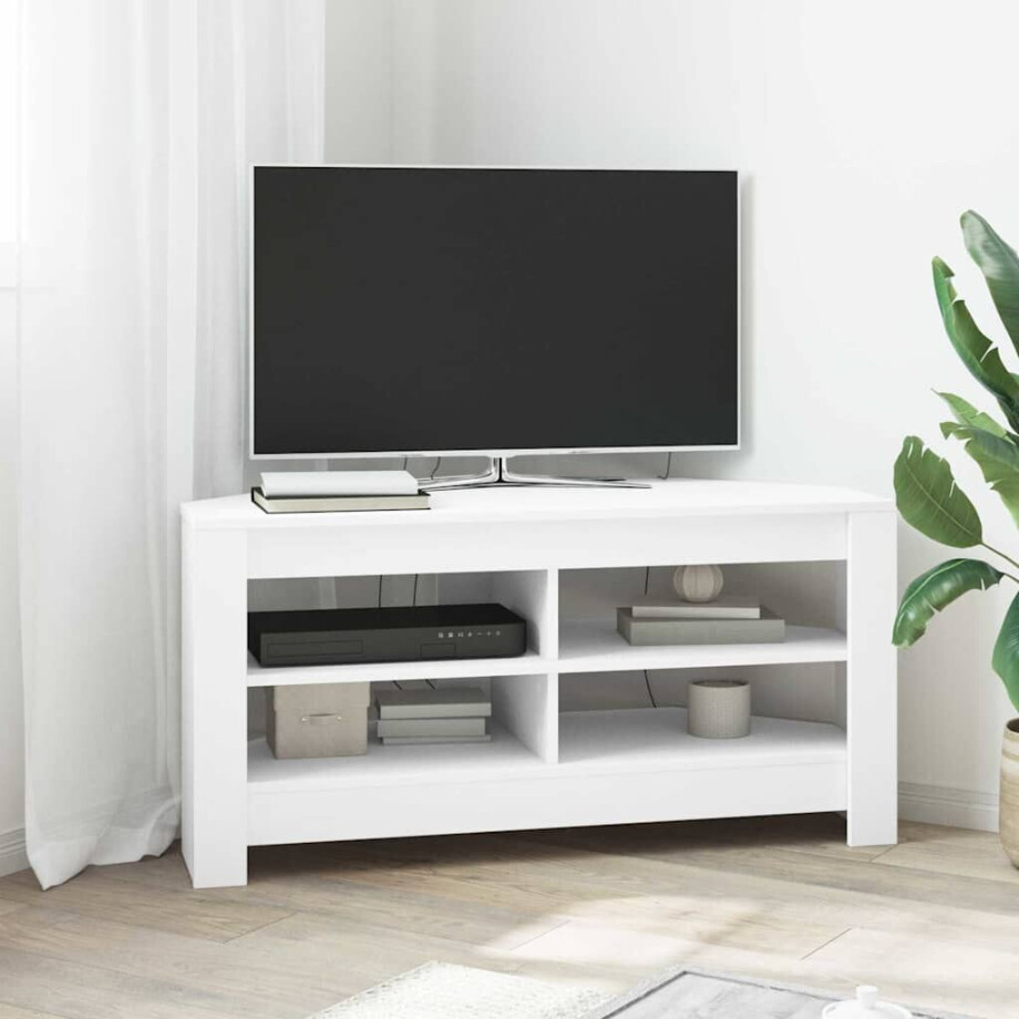 vidaXL HoekTVKast Wit 102 x 40,5 x 45 cm Bewerkt hout afbeelding 1