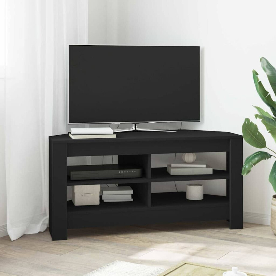vidaXL HoekTVKast Zwart 102 x 40,5 x 45 cm Bewerkt hout afbeelding 1