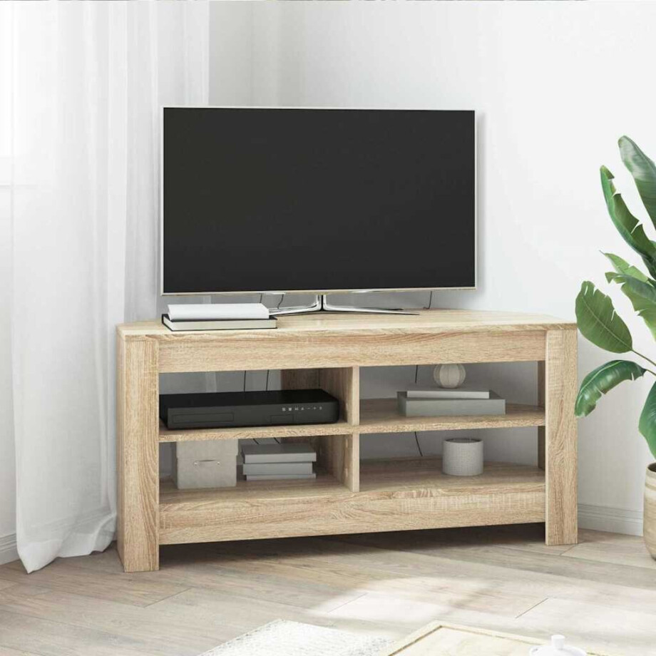 vidaXL HoekTVKast Sonoma Eiken 102 x 40,5 x 45 cm Bewerkt hout afbeelding 1