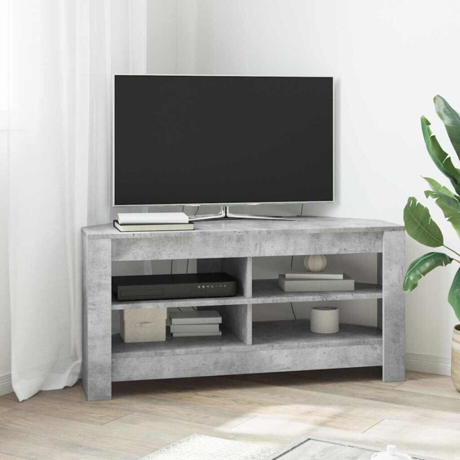 vidaXL HoekTVKast Beton Grijs 102 x 40,5 x 45 cm Bewerkt hout afbeelding 1