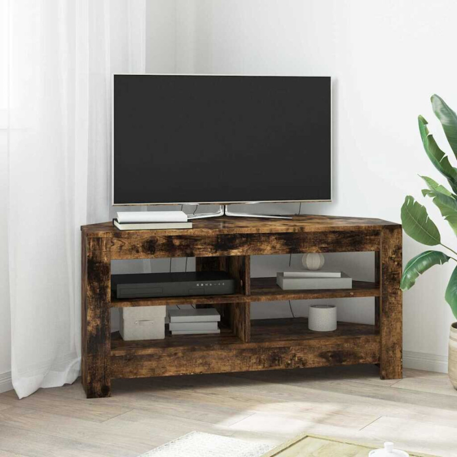 vidaXL HoekTVKast Gerookt eiken 102 x 40,5 x 45 cm Bewerkt hout afbeelding 1