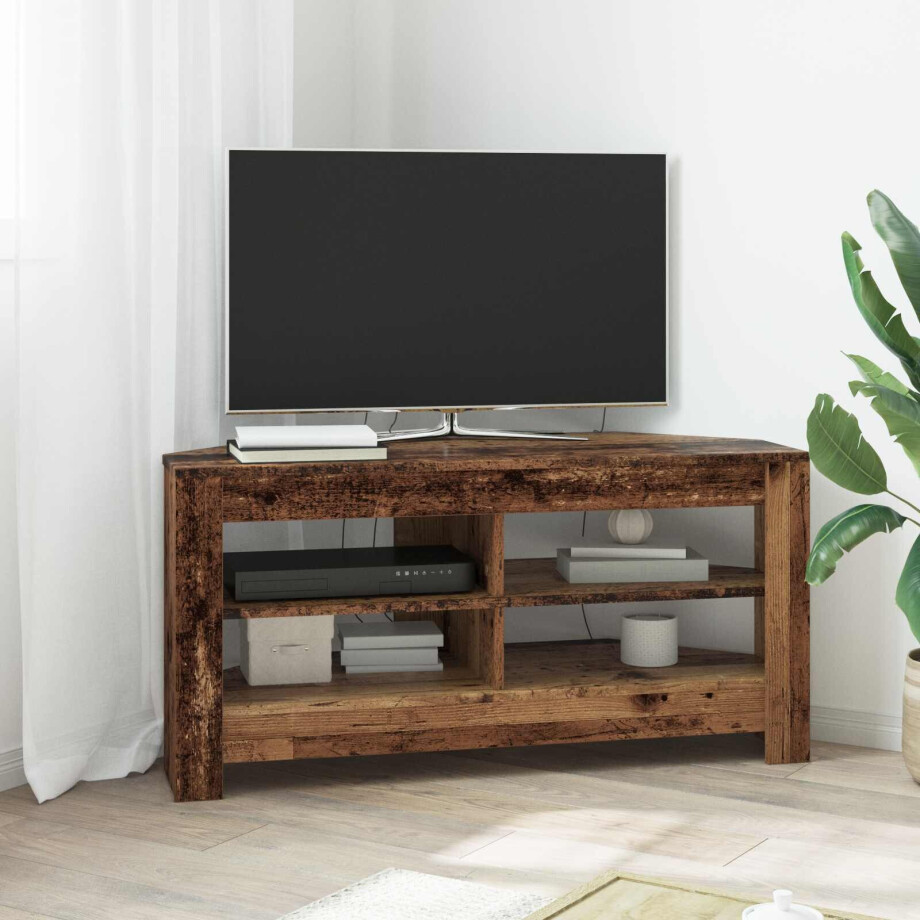 vidaXL HoekTVKast Oud Hout 102 x 40,5 x 45 cm Bewerkt hout afbeelding 1