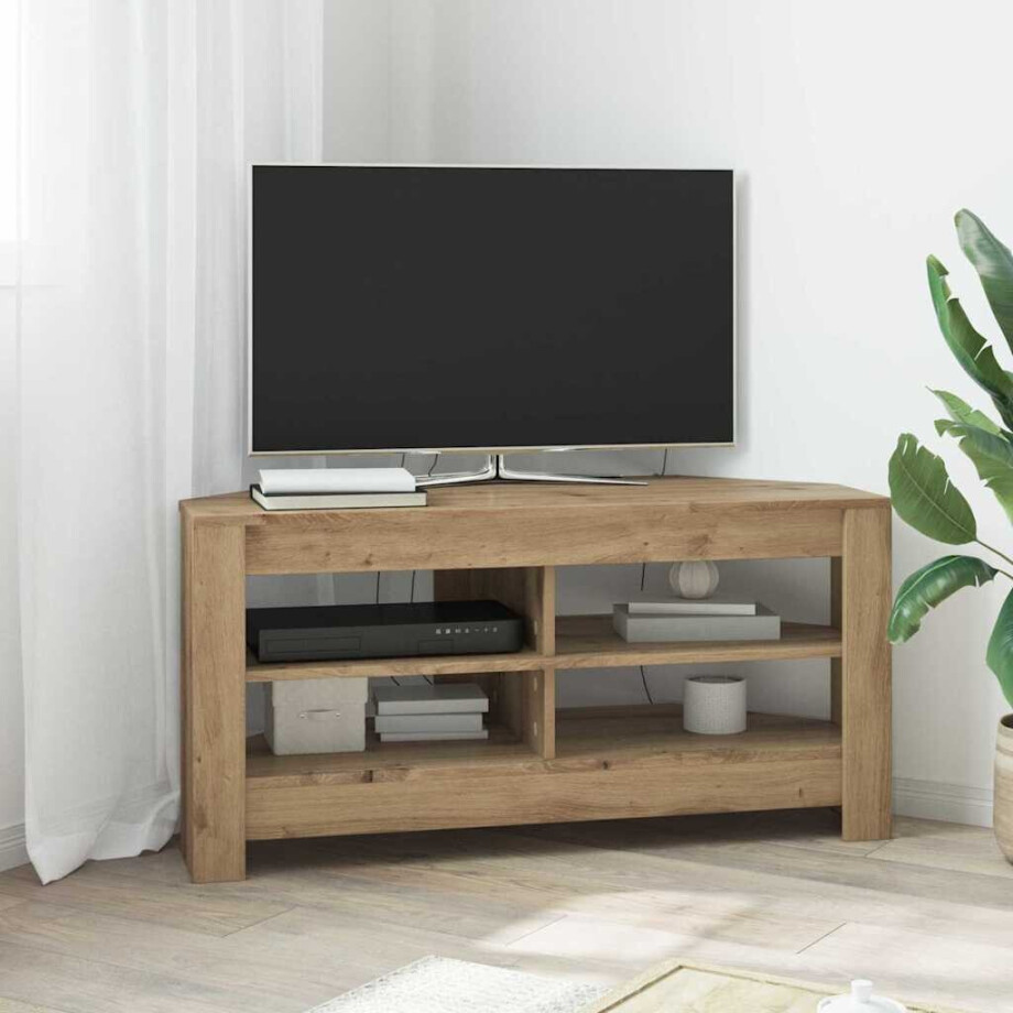 vidaXL HoekTVKast Artisan Eiken 102 x 40,5 x 45 cm Bewerkt hout afbeelding 1