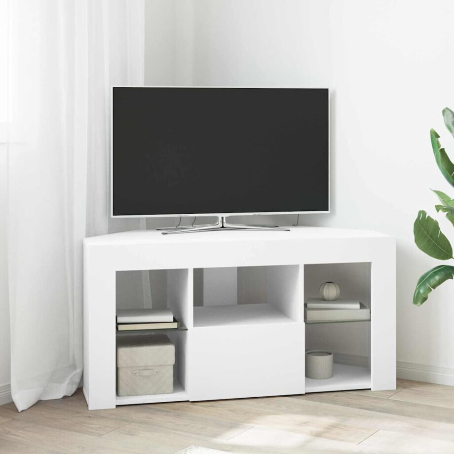 vidaXL Hoek LED TV Kast Wit 100 x 40 x 50 cm Bewerkt hout afbeelding 1