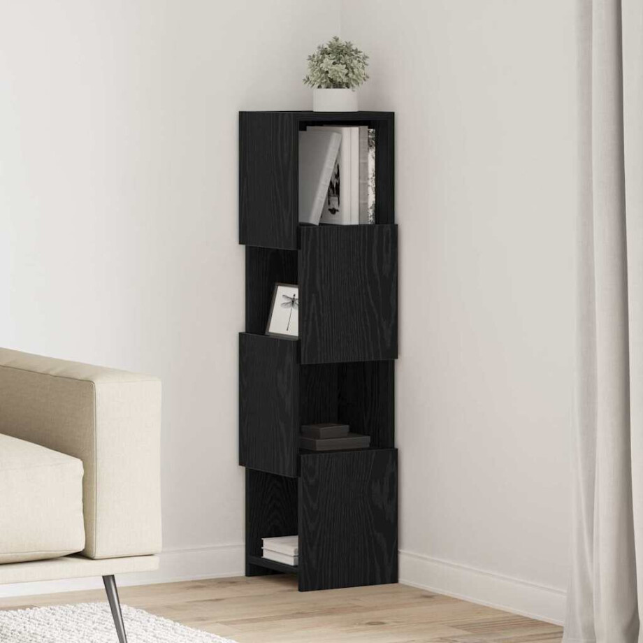 vidaXL Hoekkast Zwart Eiken 25,5x25x102cm Bewerkt hout vidaXL Hoekkast Zwart Eiken 25,5x25x102cm Bewerkt hout afbeelding 1