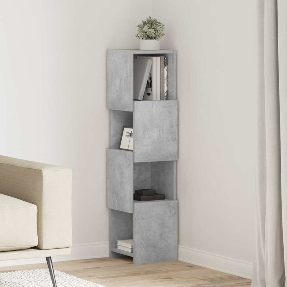 vidaXL Hoekkast Beton Grijs 25,5x25x102cm Bewerkt hout vidaXL Hoekkast Beton Grijs 25,5x25x102cm Bewerkt hout afbeelding 1