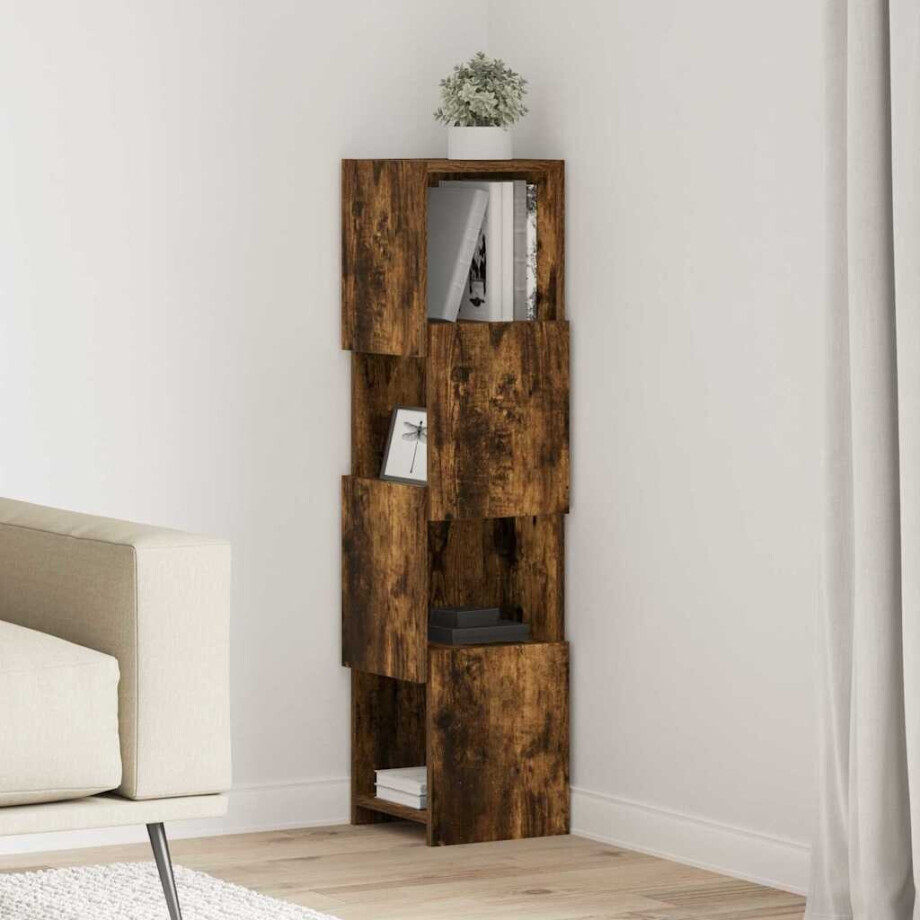 vidaXL Hoekkast Gerookt eiken 25,5x25x102cm Bewerkt hout afbeelding 1
