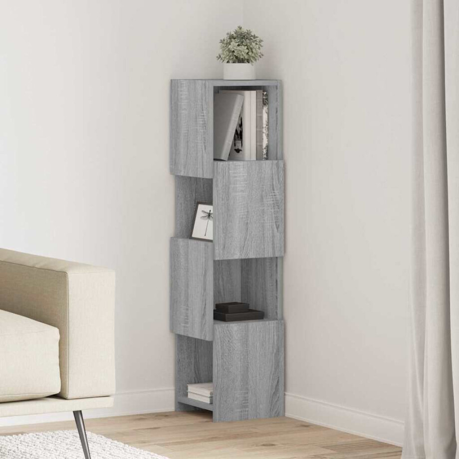 vidaXL Hoekkast Grijs Sonoma 25,5x25x102cm Bewerkt hout afbeelding 1