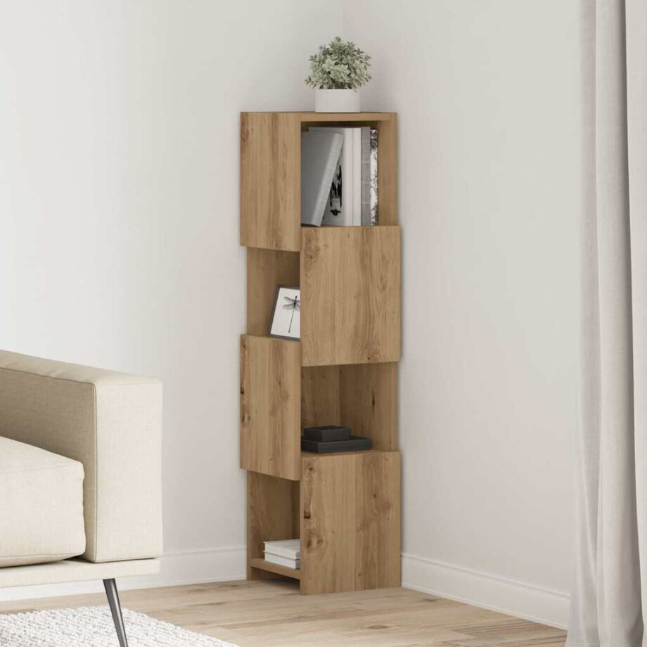 vidaXL Hoekkast Artisan Eiken 25,5x25x102cm Bewerkt hout afbeelding 1