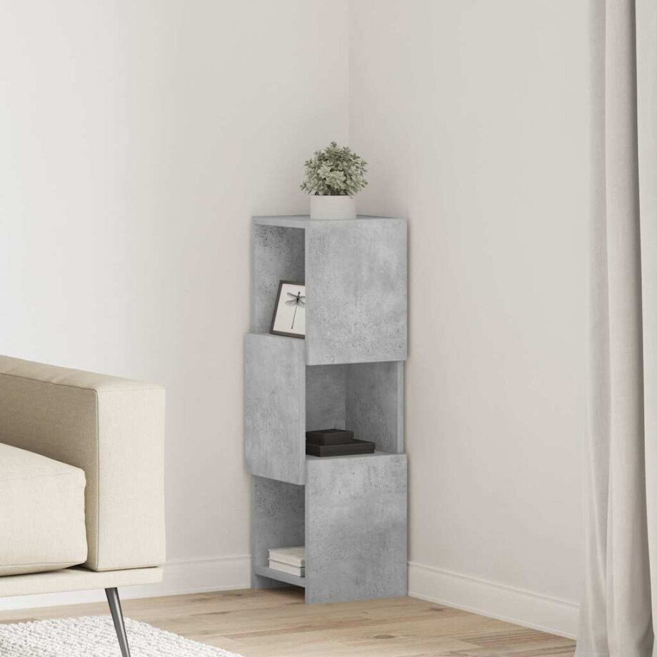 vidaXL Hoekkast Beton Grijs 25,5x25x80cm Bewerkt hout afbeelding 1