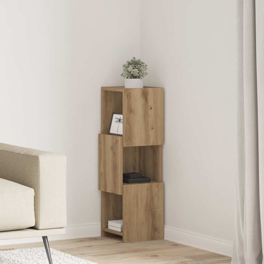 vidaXL Hoekkast Artisan Eiken 25,5x25x80cm Bewerkt hout vidaXL Hoekkast Artisan Eiken 25,5x25x80cm Bewerkt hout afbeelding 1