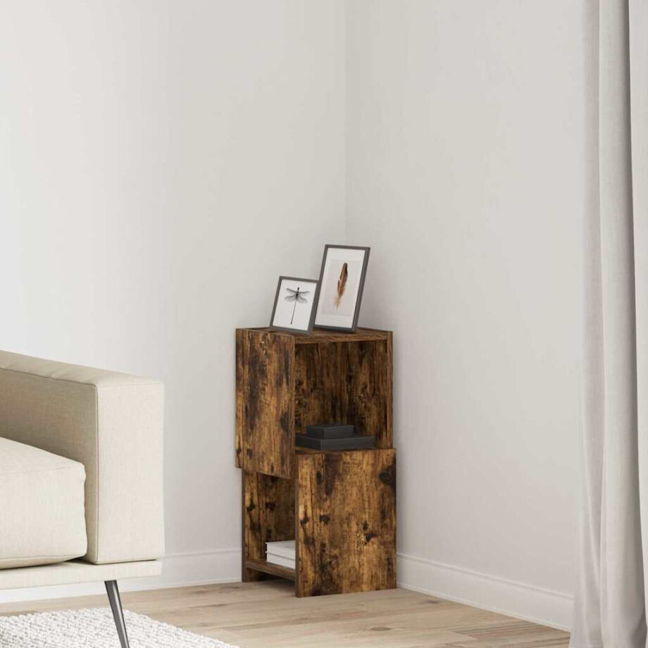 vidaXL Hoekkast Gerookt eiken 25,5x25x55cm Bewerkt hout vidaXL Hoekkast Gerookt eiken 25,5x25x55cm Bewerkt hout afbeelding 1