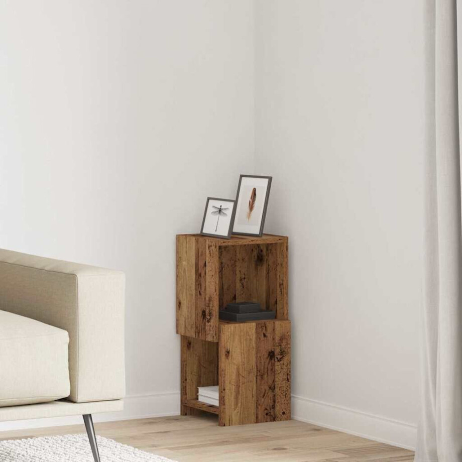 vidaXL Hoekkast Oudhout 25,5x25x55cm Bewerkt hout vidaXL Hoekkast Oudhout 25,5x25x55cm Bewerkt hout afbeelding 1